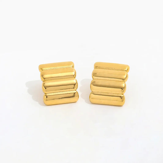 || Croissant Layered Band Stud Earrings